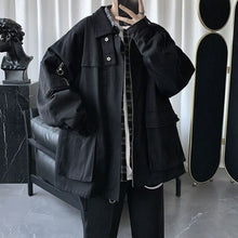 Load image into Gallery viewer, Dark black work jacket for male students Korean loose casual trend