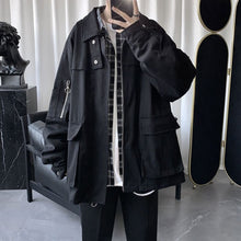 Load image into Gallery viewer, Dark black work jacket for male students Korean loose casual trend