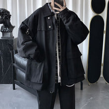 Load image into Gallery viewer, Dark black work jacket for male students Korean loose casual trend