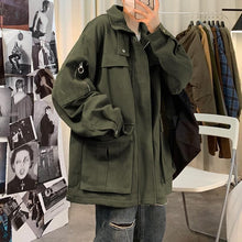 Load image into Gallery viewer, Dark black work jacket for male students Korean loose casual trend