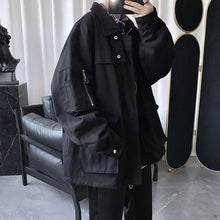 Load image into Gallery viewer, Dark black work jacket for male students Korean loose casual trend
