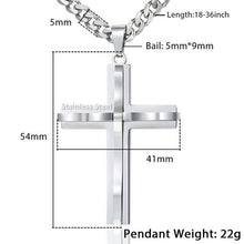 Load image into Gallery viewer, Davieslee Mens Chain Curved Cross Pendant Necklace Stainless Steel