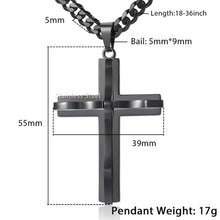 Load image into Gallery viewer, Davieslee Mens Chain Curved Cross Pendant Necklace Stainless Steel