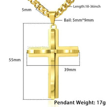 Load image into Gallery viewer, Davieslee Mens Chain Curved Cross Pendant Necklace Stainless Steel