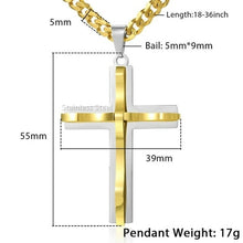 Load image into Gallery viewer, Davieslee Mens Chain Curved Cross Pendant Necklace Stainless Steel