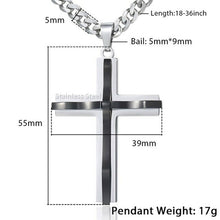 Load image into Gallery viewer, Davieslee Mens Chain Curved Cross Pendant Necklace Stainless Steel