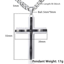 Load image into Gallery viewer, Davieslee Mens Chain Curved Cross Pendant Necklace Stainless Steel