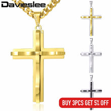 Load image into Gallery viewer, Davieslee Mens Chain Curved Cross Pendant Necklace Stainless Steel