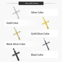 Load image into Gallery viewer, Davieslee Mens Chain Curved Cross Pendant Necklace Stainless Steel