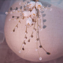 Load image into Gallery viewer, Delicate Porcelain Flower Bridal Drop Earring Wedding Accessories - Sophornlilly