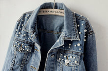 Load image into Gallery viewer, Denim Jacket Women Autumn Winter Beaded Loose Jeans Jacket Single