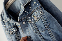 Load image into Gallery viewer, Denim Jacket Women Autumn Winter Beaded Loose Jeans Jacket Single
