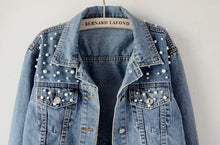 Load image into Gallery viewer, Denim Jacket Women Autumn Winter Beaded Loose Jeans Jacket Single