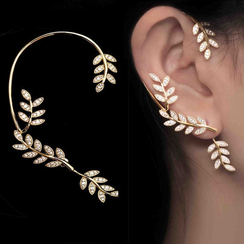 Design Sense Vine Leaf Gold Earrings