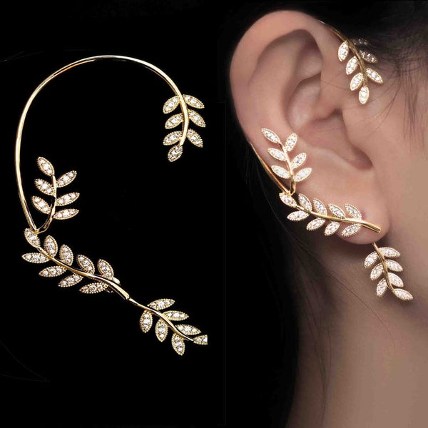 Design Sense Vine Leaf Gold Earrings