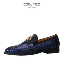 Load image into Gallery viewer, Designer Luxury Crown Rhinestone Men's Loafers Flat
