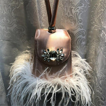 Load image into Gallery viewer, Diamond Bag Bucket Bag Women Evening Bag Ins Chain Ostrich Hair