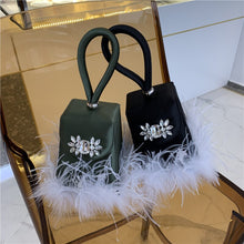 Load image into Gallery viewer, Diamond Bag Bucket Bag Women Evening Bag Ins Chain Ostrich Hair