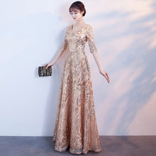 Load image into Gallery viewer, Long Formal Elegant Evening Dresses  Gold Color Vestidos