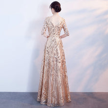 Load image into Gallery viewer, Long Formal Elegant Evening Dresses  Gold Color Vestidos