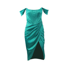 Load image into Gallery viewer, Draped Off Shoulder Party Sexy Dresses Women High Split Pleated - Sophornlilly
