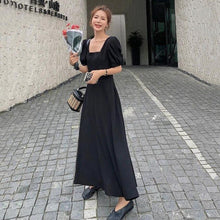 Load image into Gallery viewer, Dress Womens Chic Vintage Black High Waist Square Collar Puff Sleeve - Sophornlilly