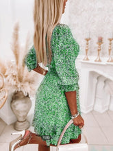 Load image into Gallery viewer, V neck Midi Dress Bohemian Print Short