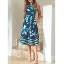 Load image into Gallery viewer, Dresses Women Summer Plus Size O Neck Sleeveless Boho Print