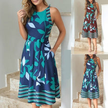 Load image into Gallery viewer, Dresses Women Summer Plus Size O Neck Sleeveless Boho Print