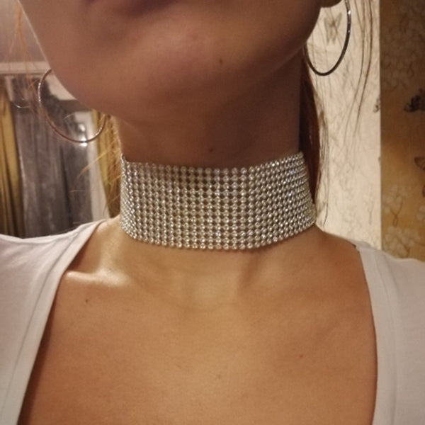 Vintage Tennis Choker Necklace Lady Crystal Choker