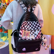 Load image into Gallery viewer, ESTUAQUEEN Canvas Backpack Trend Women Checkerboard Wear Daypack