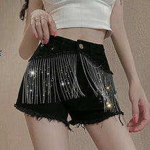 Load image into Gallery viewer, [EWQ] 2021 Spring Fashion Casual High Waist Black Chain Tassel Beading