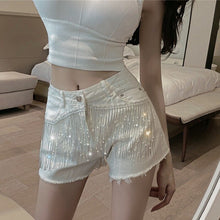 Load image into Gallery viewer, [EWQ] 2021 Spring Fashion Casual High Waist Black Chain Tassel Beading