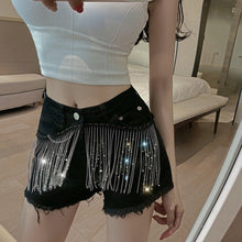 Load image into Gallery viewer, [EWQ] 2021 Spring Fashion Casual High Waist Black Chain Tassel Beading