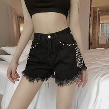 Load image into Gallery viewer, [EWQ] 2021 Spring Fashion Casual High Waist Black Tassel Rivet Beading