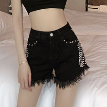 Load image into Gallery viewer, [EWQ] 2021 Spring Fashion Casual High Waist Black Tassel Rivet Beading
