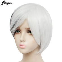 Load image into Gallery viewer, Cruella Deville Wig Side Bangs Half White Black Layered