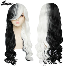 Load image into Gallery viewer, Ebingoo Hair Cap+Cruella Deville Side Bangs Half White and Black