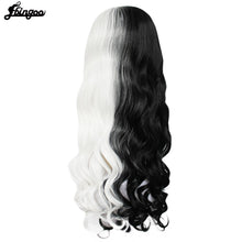 Load image into Gallery viewer, Ebingoo Hair Cap+Cruella Deville Side Bangs Half White and Black