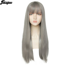 Load image into Gallery viewer, Hair Cap+ White High Temperature Fiber Natural Straight Long