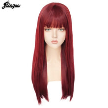 Load image into Gallery viewer, Hair Cap+ White High Temperature Fiber Natural Straight Long