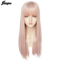 Load image into Gallery viewer, Hair Cap+ White High Temperature Fiber Natural Straight Long