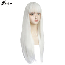 Load image into Gallery viewer, Hair Cap+ White High Temperature Fiber Natural Straight Long