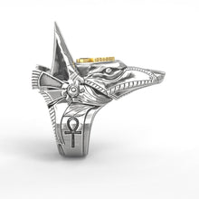 Load image into Gallery viewer, Egyptian Death Anubis Stainless Steel Ring Personality Vintage Cross