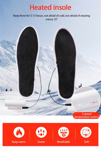 Electric Heated Insoles Shoes Winter Warmer Foot USB Charging Heating