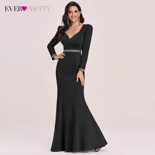 Load image into Gallery viewer, Elegant Black Formal Evening Dresses Long Sleeve V neck Mermaid Night