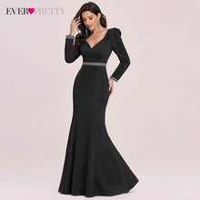Load image into Gallery viewer, Elegant Black Formal Evening Dresses Long Sleeve V neck Mermaid Night