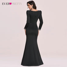 Load image into Gallery viewer, Elegant Black Formal Evening Dresses Long Sleeve V neck Mermaid Night