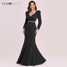 Load image into Gallery viewer, Elegant Black Formal Evening Dresses Long Sleeve V neck Mermaid Night