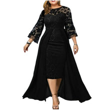 Load image into Gallery viewer, Elegant Black Lace Plus Size Low and High Cocktail Dress Women